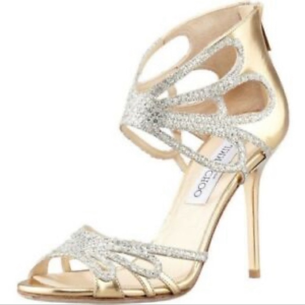 Jimmy Choo Glitter Gold Heels Size 37.5